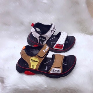 Sandal quai da mềm đen trắng nâu thời trang cho bé trai