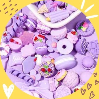 Set 10 charms màu tím nhạt để trang trí DIY ốp điện thoại, gương, cặp tóc...