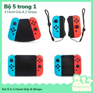 [Sẵn VN - NowShip] Dobe Bộ Phụ Kiện 5 trong 1 Hand Grip Và Straps Cho Tay Cầm Joycon Máy Game Nintendo Switch NS TNS-190
