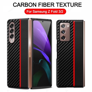 Ốp điện thoại bằng da và sợi cacbon chống sốc cho Samsung Galaxy Z Fold 3 Z Fold 2 Fold3 Fold2 5G
