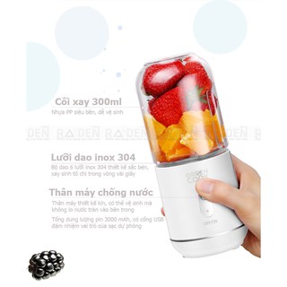 Máy xay sinh tố cầm tay mini sạc pin, Máy say sinh tố cầm tay đa năng mini 300mL