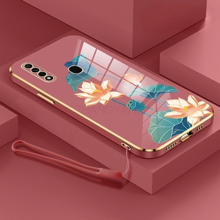 ốp lưng oppo a31 ốp điện thoại oppo a31 Ốp Điện Thoại TPU Dẻo Mạ Màu Họa Tiết Hoa Sen Sang Trọng
