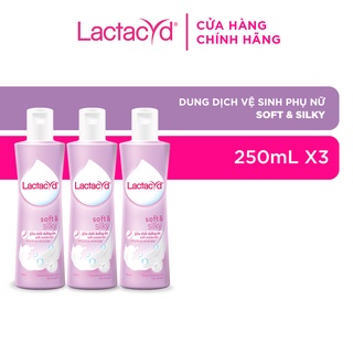 Bộ 3 chai Dung Dịch Vệ Sinh Phụ Nữ Lactacyd Lactacyd Soft &amp; Silky Dưỡng Ẩm 250ml/chai