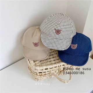 Mũ lưỡi trai kẻ gấu đáng yêu cho bé từ 12 - 20m