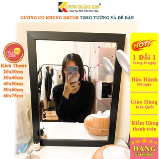 gương treo tường trang trí decor màu trắng đen vân gỗ kích thước 30x40 cm guonghoangkim mirror HK5001