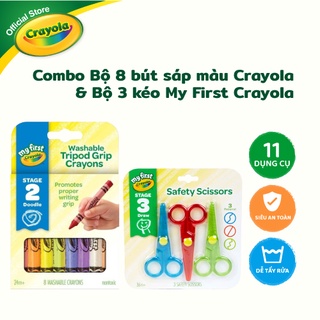 Combo Bộ 8 bút sáp màu Crayola &amp; Bộ 3 kéo My First Crayola
