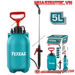 Bình bơm xịt 5L Total THSPP3051 cần xịt thép không gỉ và vòi xịt nhựa, điều chỉnh phun sương tia nước, phun thuốc
