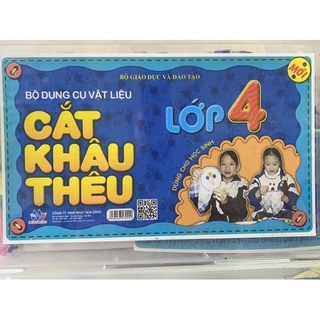 Bộ dụng cụ vật liệu cắt khâu thêu lớp 4  lớp 5 bộ dụng cụ học tập thực hành đựng trong hộp nhựa Binkids TB47