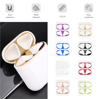Set 2 nhãn dán kim loại chống bụi cho hộp sạc tai nghe Apple Airpods