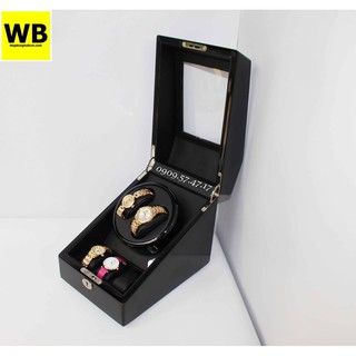 SIÊU RẺ Hộp Đựng Đồng Hồ Cơ Gỗ 2 Xoay 3 Trưng Bày Đen