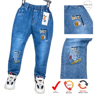 quần jean bé trai đi học Mami kid, chất jean mềm, co giãn tốt, đủ size 17-38kg