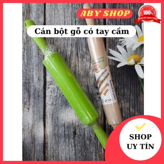 Cán bột gỗ có tay cầm ⚡ CAO CẤP ⚡ cán lăn bột giúp cán mỏng bột làm bánh dễ dàng hiệu quả