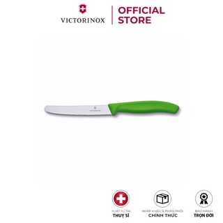 Dao bếp Victorinox Tomato and sausage knives màu xanh lá (wavy edge, 11cm) 6.7836.L114