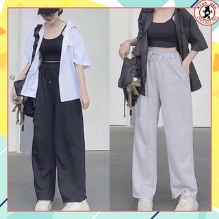 Quần ống rộng trơn MG, 2 Màu Unisex Hot Đen Xám chất không xù 40-68kg