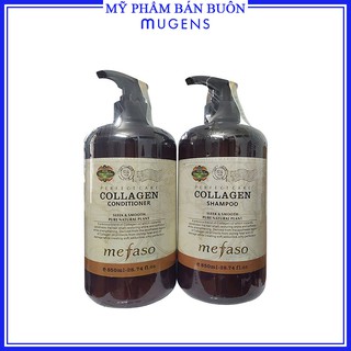 Bộ dầu gội xả Collagen Mefaso 850ml siêu mềm mượt, phục hồi mái tóc hư tổn cao cấp CT02