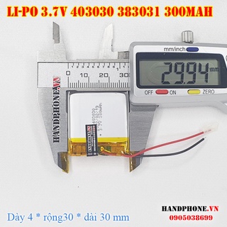 Pin Li-Po 3.7V 300mAh 403030 383031 (Lithium Polymer) cho Đồng Hồ Smartwatch, Điện Thoại, Camera Hành Trình