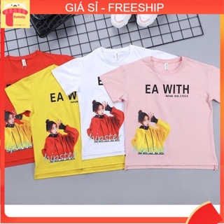 Áo kiểu bé gái 8-16 tuổi hình cô gái, Áo cộc tay cho bé hàng Quảng Châu cao cấp vải cotton co giãn thấm hút mồ hôi