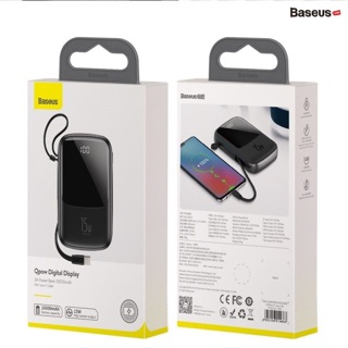 Pin dự phòng sạc nhanh tích hợp cáp sạc Baseus Q Pow Digital Display 10,000mAh(3A/15W,Fast Charge Power Bank With Cable)