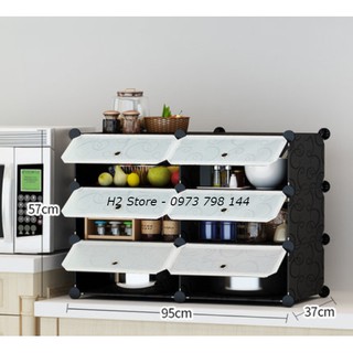 [NHIỀU MÀU] - TỦ NHỰA LẮP GHÉP ĐỂ GIA VỊ, BÁT ĐĨA ĐA NĂNG 6 Ô CỬA TRẮNG TRONG size to