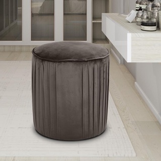 HomeBase FURDINI Ghế đôn tròn bằng gỗ bọc vải cao cấp có đệm lót mousse W38xH38xD40cm màu nâu be