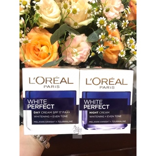 Bộ sản phẩm kem dưỡng da trắng mượt đều màu ngày và đêm L'Oreal Paris White Perfect
