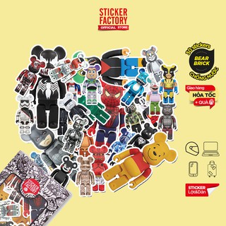 Hộp set 30 sticker decal hình dán nón bảo hiểm, laptop, xe máy, ô tô - Bearbrick - STICKER FACTORY