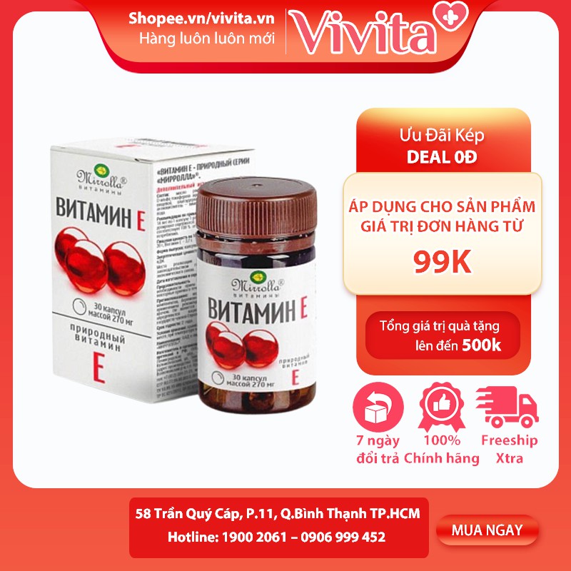 [CHÍNH HÃNG] Vitamin E đỏ Nga 270mg