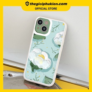 Ốp iphone - Ốp lưng iphone cạnh vuông hoa trắng dành cho ip 6 đến 14promax - ng205