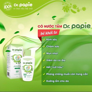 Nước Tắm Gội Thảo Dược Dr.Papie Làm Mát Da, Giảm Rôm Sảy, Hăm Tã 230ml