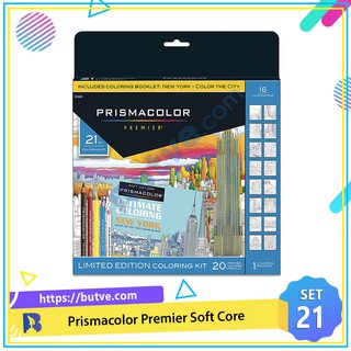 Bộ 21 bút chì màu hạng họa sĩ kèm sổ tô màu Prismacolor Premier Soft Core, New York City (Hộp giấy)