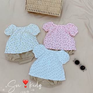 [GIÁ TỐT] Set Áo Cánh Tiên Hoa Nhí Phối Quần Bé Gái Chất Xô Muslin Cực Đẹp, Đồ Bộ Mùa Hè Cho Bé (V459)