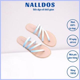 Dép kẹp dây mảnh nữ thời trang NALLDOS quai da Microfiber, đế TPR nhẹ chống trượt 4 màu (Đen, Bò, Trăng và Kem)