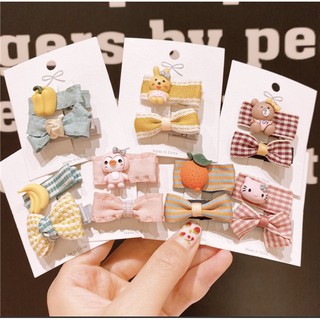 SET 2 KẸP TÓC VẢI CARO CỰC ĐÁNG YÊU CHO BÉ { A2 }