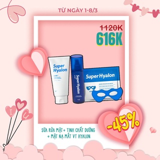 Bộ 3 sản phẩm chăm sóc da VT Super Hyalon (gồm: Sữa rửa mặt, Tinh chất dưỡng All-in-One Essence và Mặt nạ mắt) PICKO