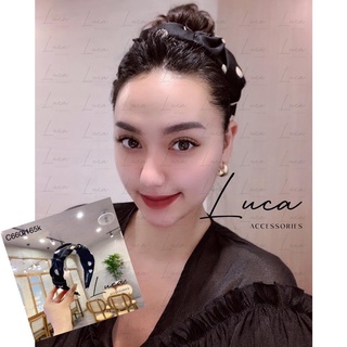 Băng đô cài tóc chấm pi, bờm vấn lụa chấm pi hót trend, hàng cao cấp