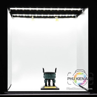 Hộp chụp sản phẩm đèn led dày siêu sáng 60×60 cm, tăng giảm sáng tản hạt mưa + 4 phông nền pvc + 1 phong vải