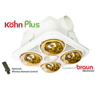 Đèn sưởi nhà tắm Braun BU04R - 4 bóng âm trần + điều khiển