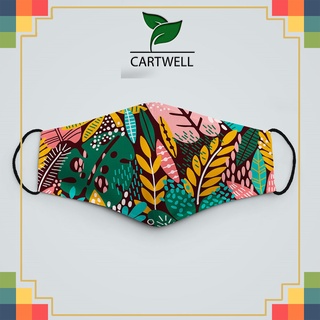 Khẩu trang nam nữ đẹp FLOWERS_1405 CARTWELL chất liệu poly cotton 100% chống bụi in họa tiết 3d tunisex