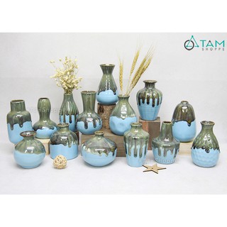 [CAO CẤP] Lọ hoa gốm sứ cao cấp nhỏ xinh màu xanh biển nhạt CE-LHOA-55 (CHỌN MẪU NGẪU NHIÊN)