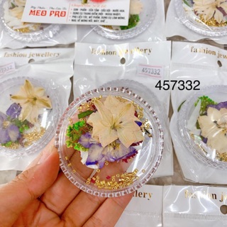 Hoa khô mix cham , mix xà cừ , kim tuyến trang trí móng tay chân