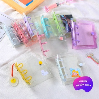 Sổ 3 còng mini Tặng kèm ngăn kẹp giấy tờ sticker trang trí sổ bìa nhựa dẻo còng màu pastel Stickerbosuashop