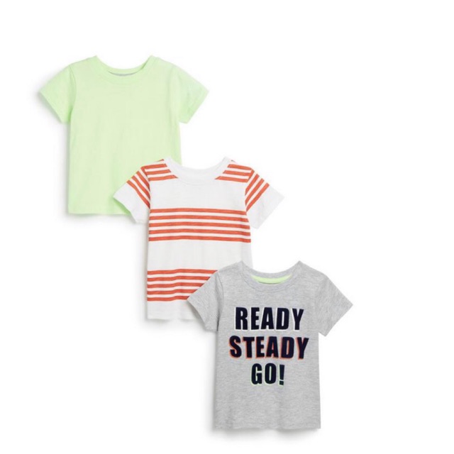 Set 3 áo thun bé trai READY STEADY GO - Primark