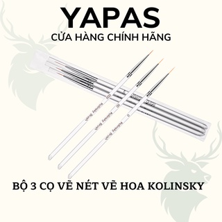 Set 3 cọ vẽ nét vẽ hoa nail Kolinsky Brush Yapas x Pinpai , Cọ vẽ móng tay nét thẳng ngang dọc màu nước móng tay