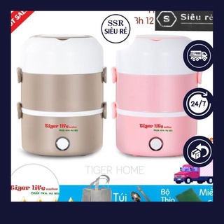 Hộp Cơm Hâm Nóng Và Nấu cơm 3 Tầng Model 2021 Tặng full đồ dùng (Túi, Đũa, Thìa, miễng cọ rửa.. Bh 12 Tháng (PD133173)