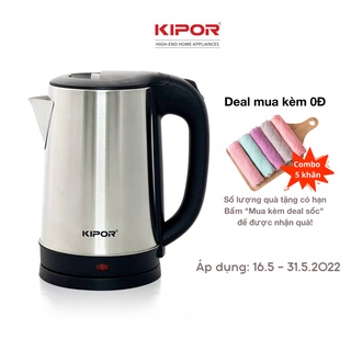[Mã BMBAU50 giảm 10% đơn 99k] Ấm siêu tốc KIPOR KP-A318SA - 1.8L - Vỏ inox304, đế xoay 360 độ, Bảo hành tại nhà 12 tháng