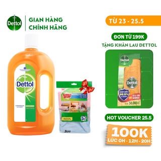 Dung dịch diệt khuẩn đa năng Dettol 1L tặng 1 gói khăn lau chùi 3M - 3 cái