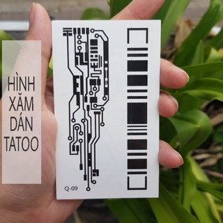 Hình xăm mã vạch điện tử q09. Xăm dán tatoo mini tạm thời, size <10x6cm