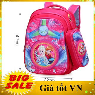 [HÀNG ĐẸP-KÈM TÚI ĐỰNG BÚT] Balo cho bé gái cấp 1, cấp 2 từ lớp 2 đến lớp 8, cặp sách chống thấm nước hình công chúa