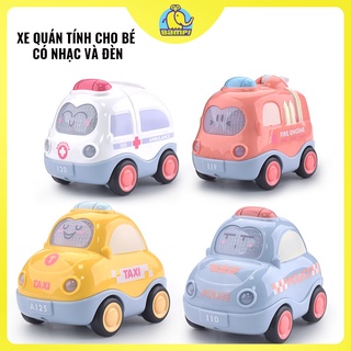 Bộ đồ chơi xe ô tô quán tính xe cứu hỏa cứu thương cảnh sát taxi có đèn và nhạc