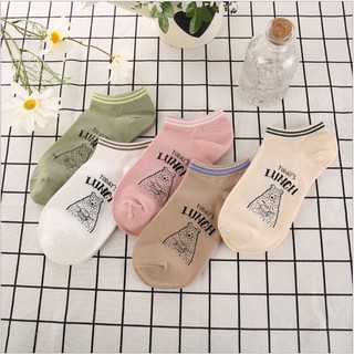 [Xả kho mẫu mới 2021] Tất, vớ Cotton Cổ Thấp, Co Giãn Tốt, Thấm Hút Mồ Hôi, Thời Trang Hàn Quốc, họa tiết dễ thương
